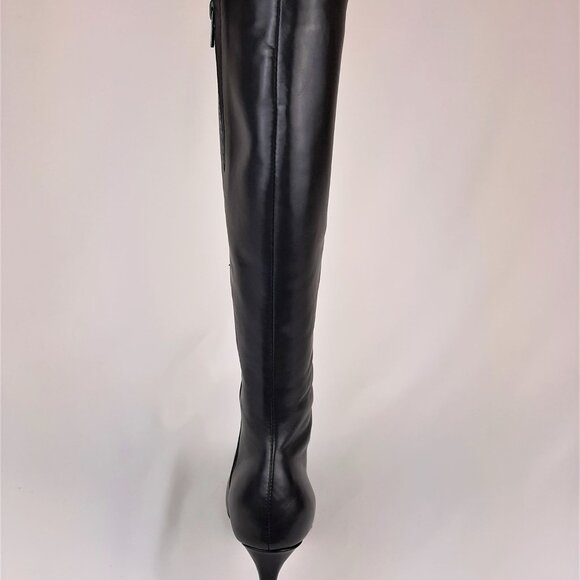 Basic Black Leather Heeled Boots - Picture 2 of 9